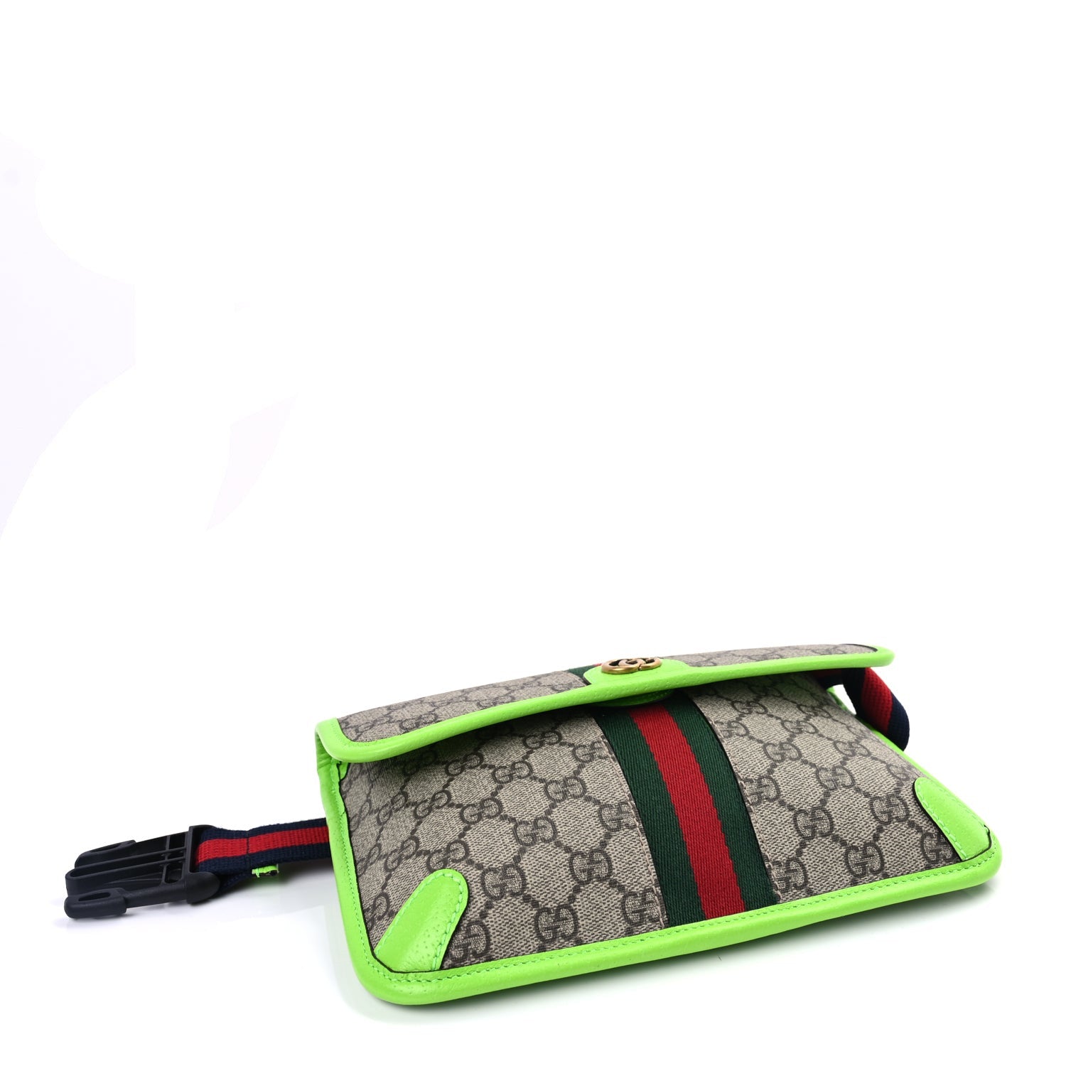 Gucci GG Supreme Monogram Web Small Ophidia Belt Bag Beige Ebony Electric Green Ebony Electric Green 3 of 9