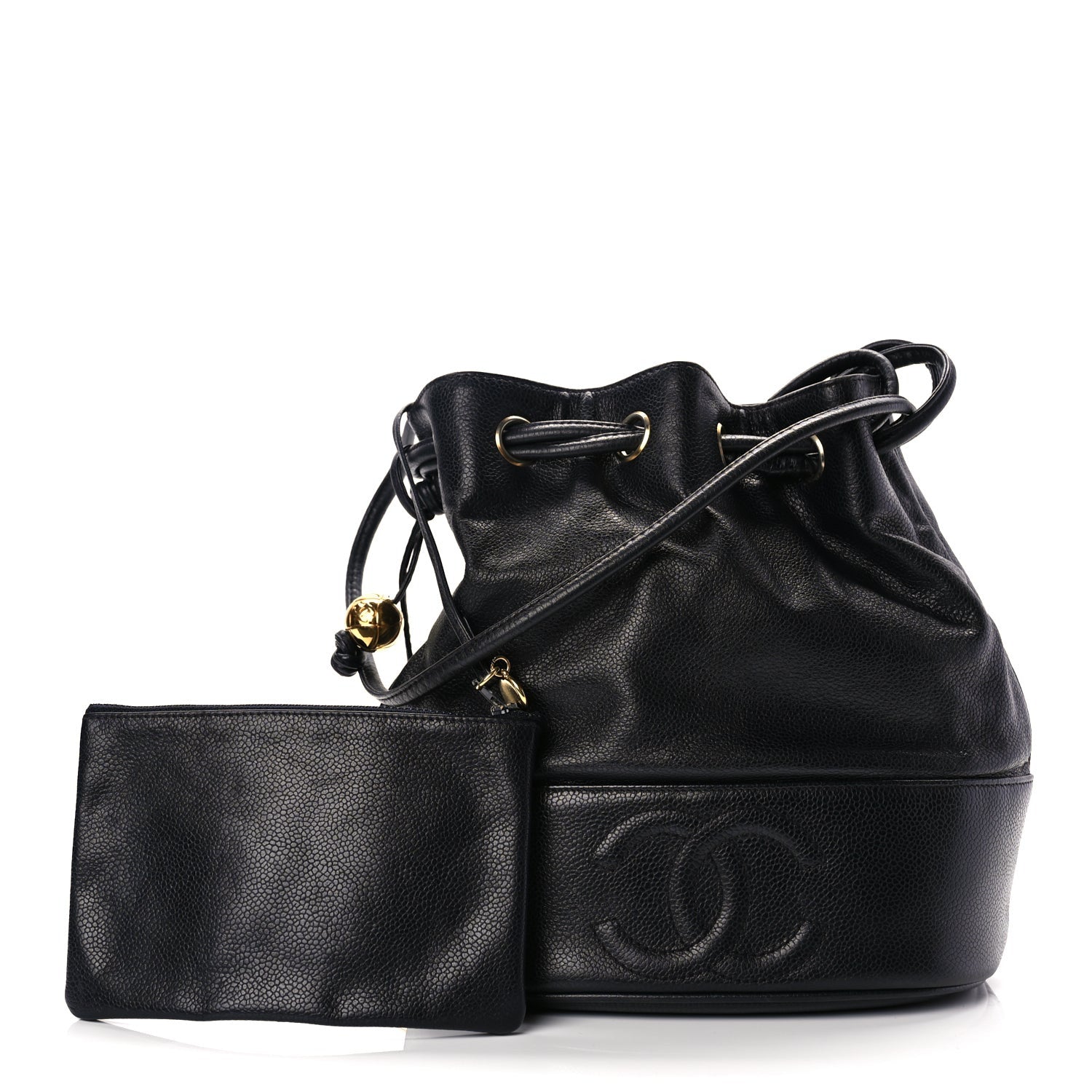 Chanel Caviar CC Drawstring Shoulder Bag Black 2 of 10