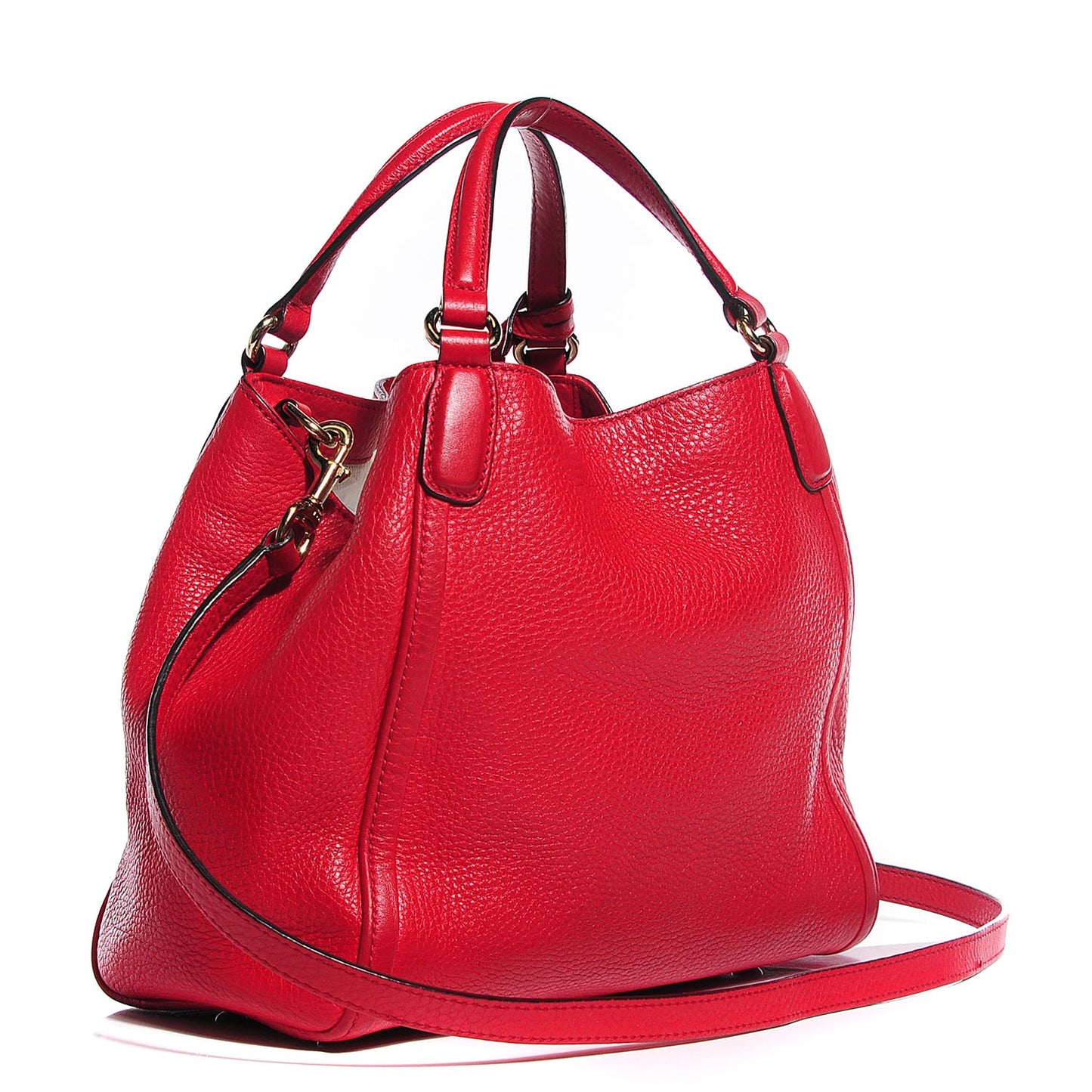 Pebbled Calfskin Small Soho Shoulder Bag Red