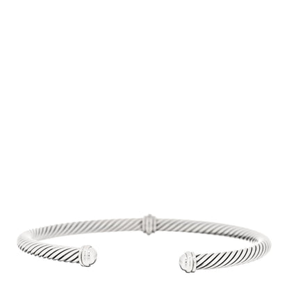 David Yurman Sterling Silver Diamond 4mm Cable Classics Single Station Bracelet 2 of 3