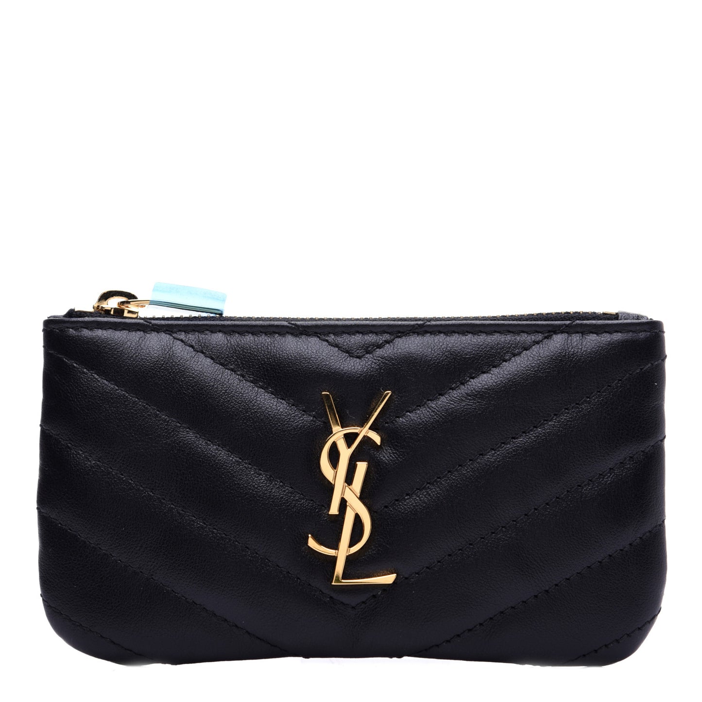 Calfskin Matelasse Monogram Key Pouch Black