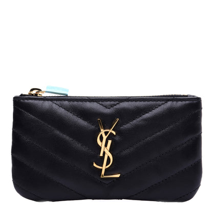 Saint Laurent Calfskin Matelasse Monogram Key Pouch Black 1 of 12