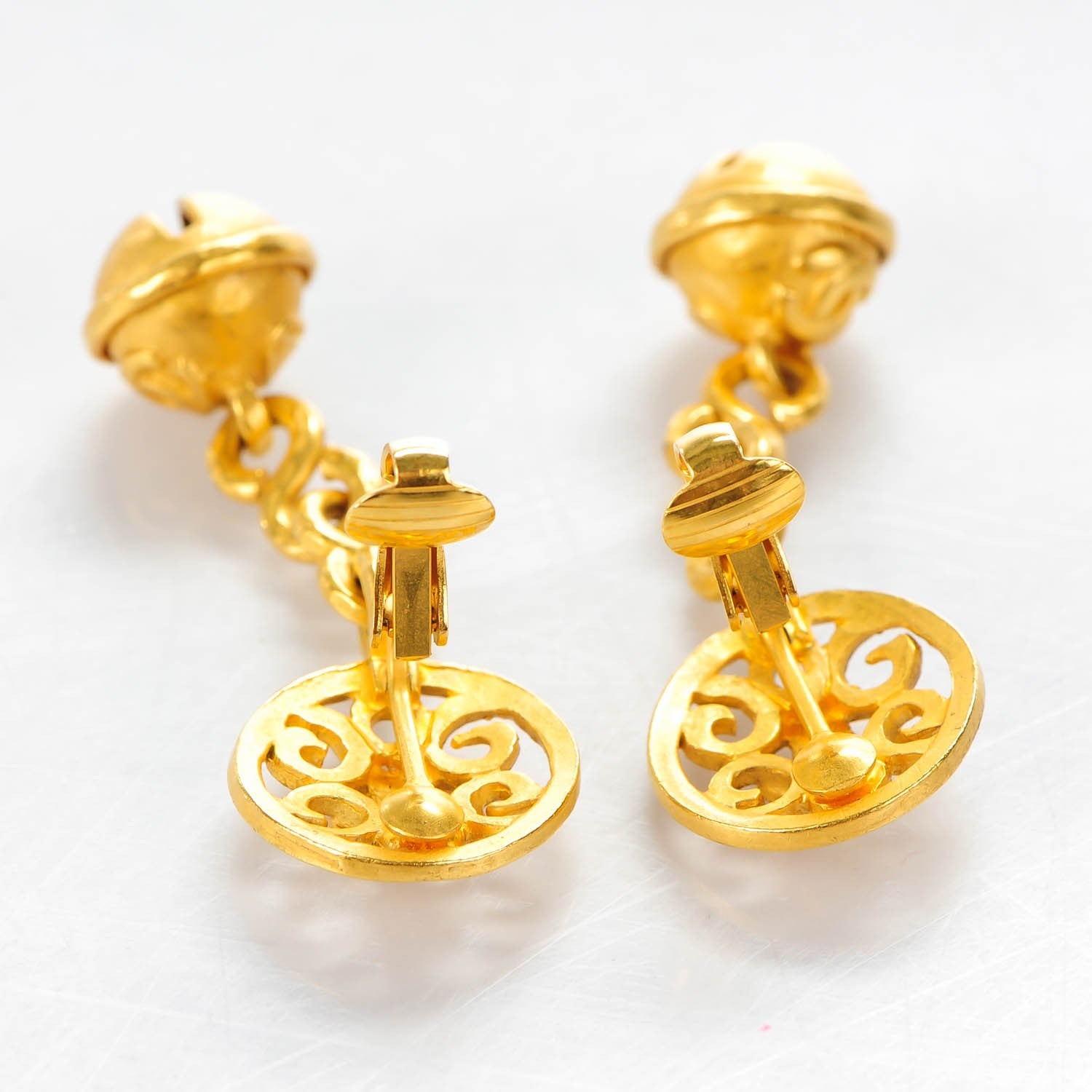 Chanel CC Clip On Drop Earrings Gold 3 of 5