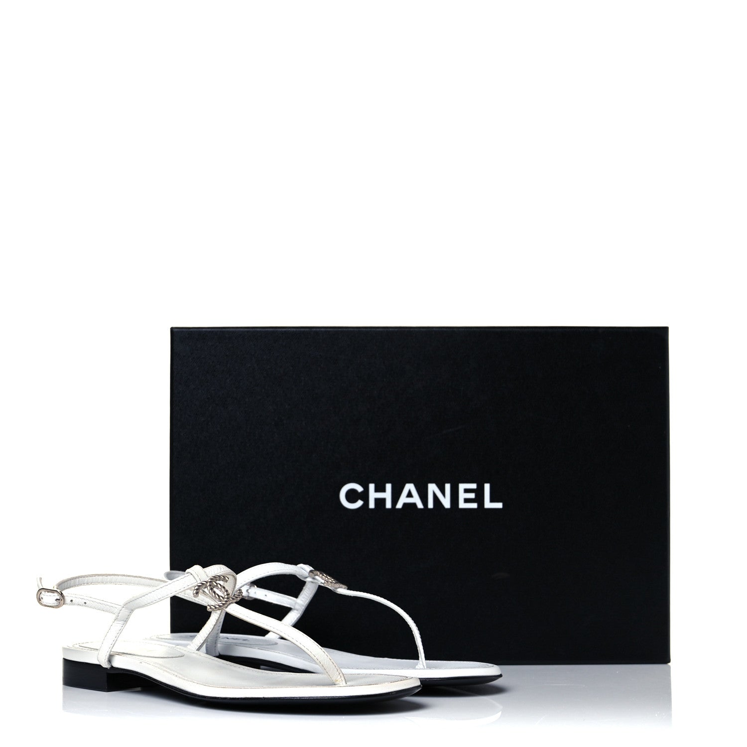 Chanel Lambskin Rope CC Thong Sandals 35 White 8 of 8