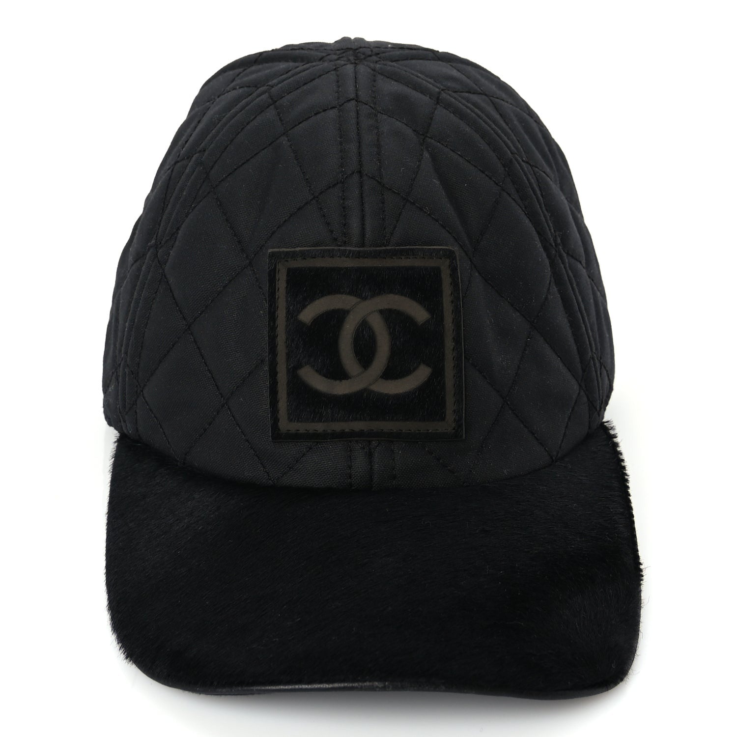 Chanel Nylon Pony Hair Quilted CC Cap M Black 3 of 8