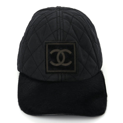 Chanel Nylon Pony Hair Quilted CC Cap M Black 3 of 8