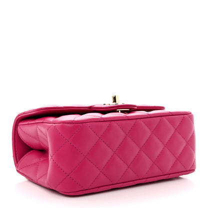 Chanel Lambskin Quilted Mini Crystal Top Handle Rectangular Flap Dark Pink 4 of 10