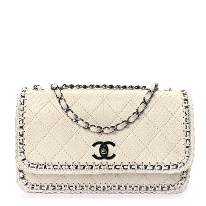 Chanel Snakeskin Crochet Quilted Flap Bag Beige 1 of 8