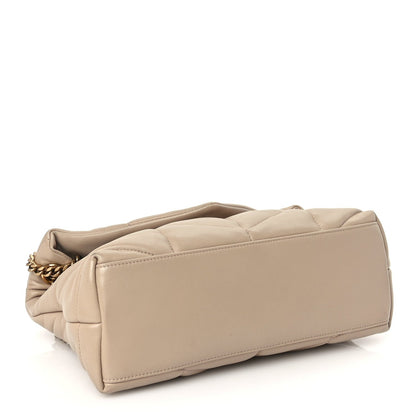 Saint Laurent Lambskin Quilted Small Loulou Puffer Monogram Chain Satchel Dark Beige 3 of 8