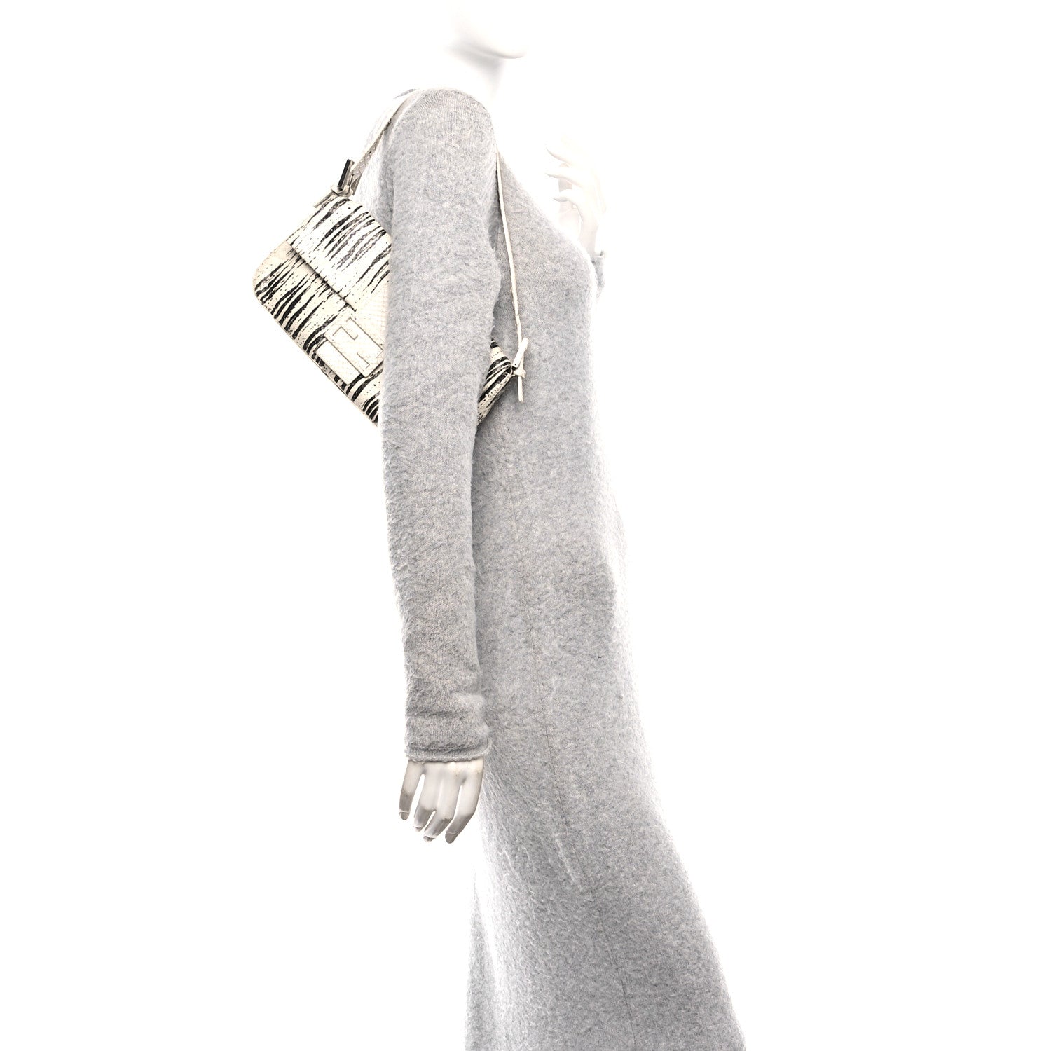 Fendi Snakeskin Baguette Black White 2 of 9