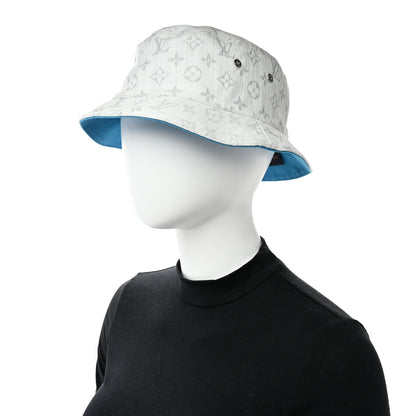 Louis Vuitton Monogram Denim Transformable Bob Bucket Hat 60 White Blue 2 of 14