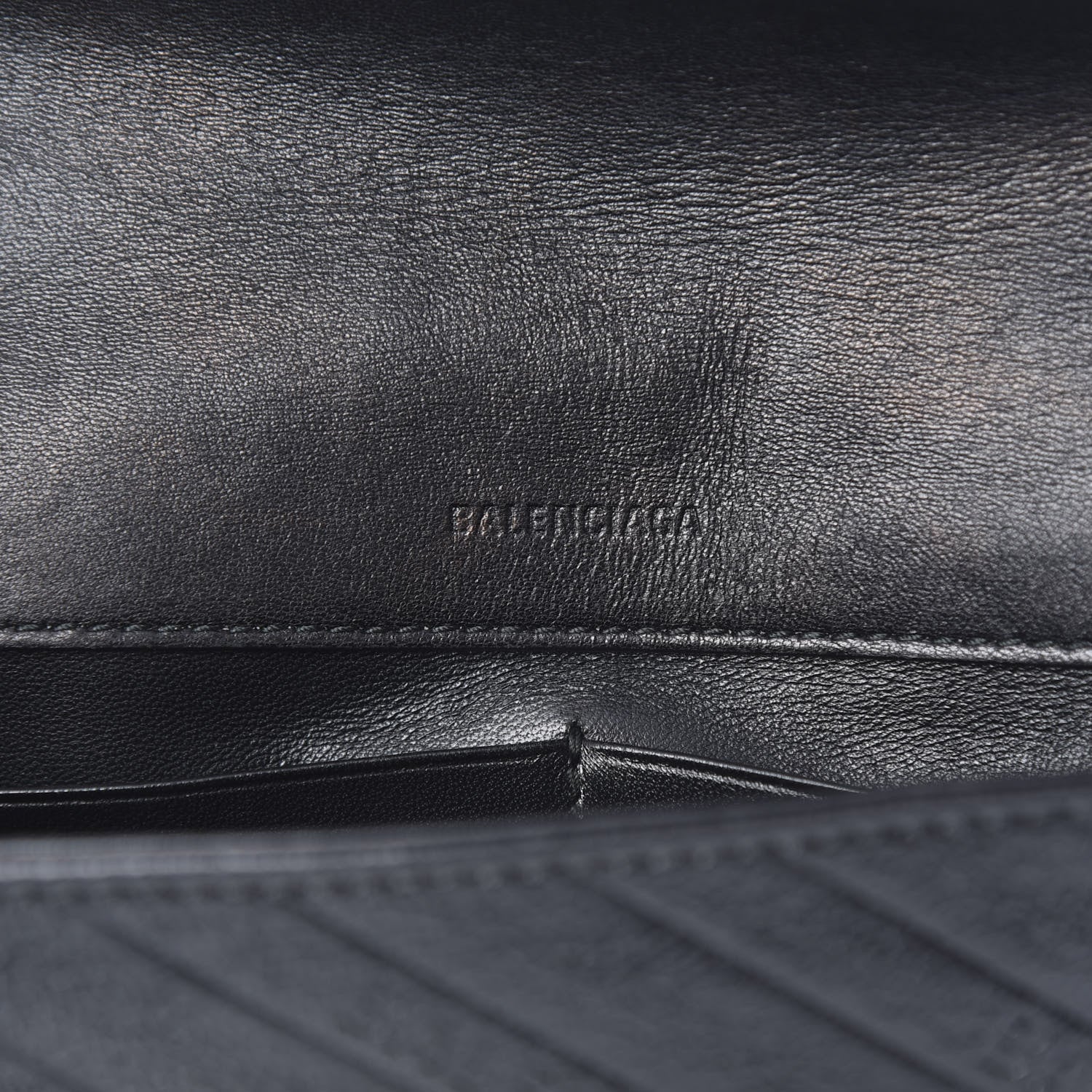 Balenciaga Shiny Goatskin Logo Embossed BB Chain Wallet Black 6 of 15