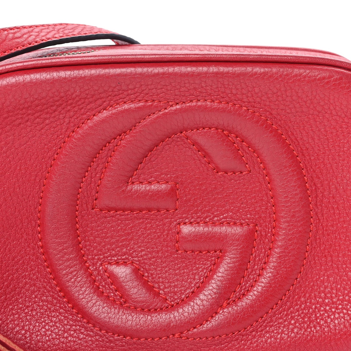 Pebbled Calfskin Small Soho Disco Bag Vibrant Red