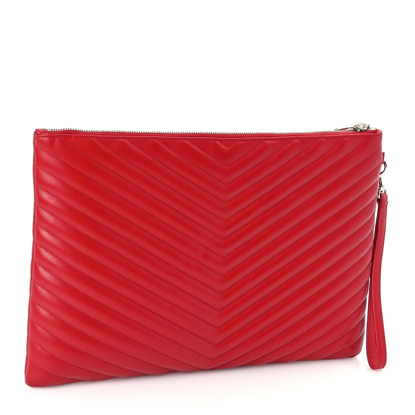 Calfskin Matelasse Chevron Monogram Document Holder Rouge Eros
