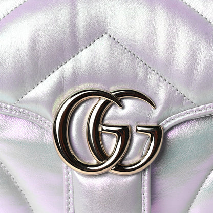 Gucci Iridescent Nappa Chevron Matelasse Small GG Marmont Shoulder Bag Snow Light Blue 7 of 9