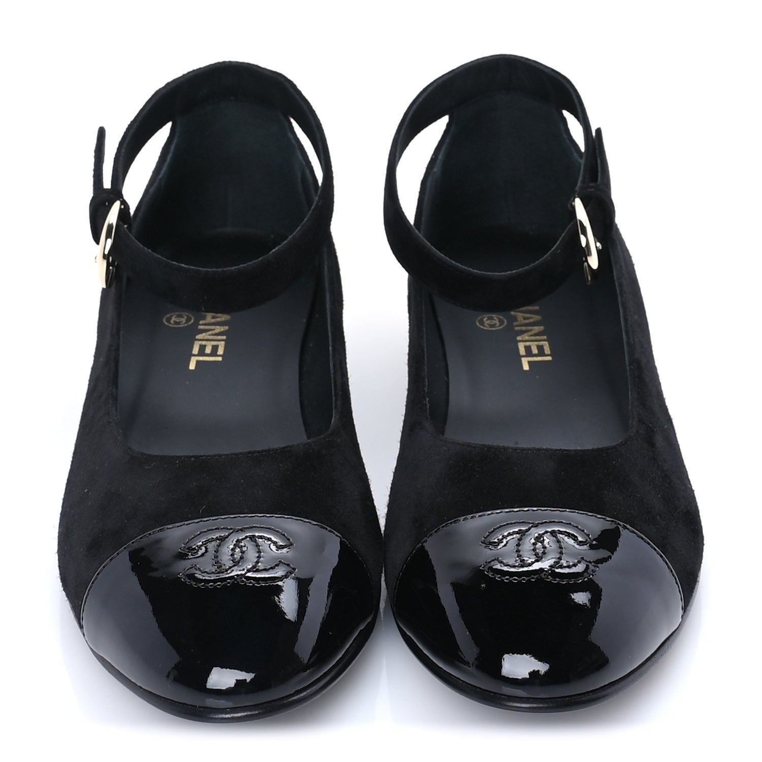 Chanel Suede Patent Cap Toe CC Mary Jane Flats 40.5  Black 3 of 7