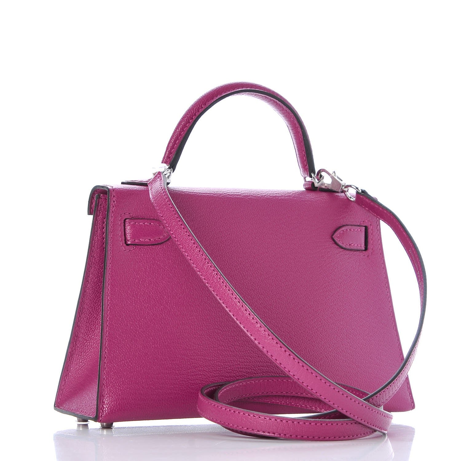 Hermes Chevre Mysore Mini Kelly Sellier 20 Rose Pourpre 3 of 27