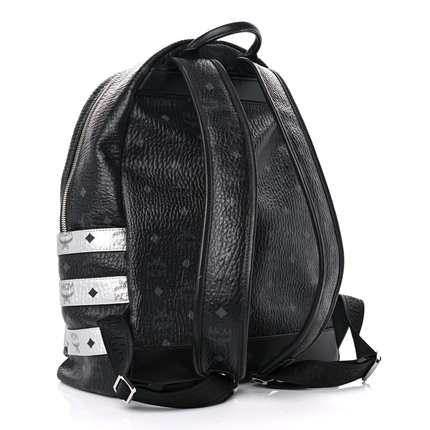 Metallic Visetos Striped Medium Stark Backpack Silver Black