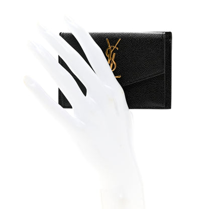 Saint Laurent Grain De Poudre Uptown Monogram Card Case Black 2 of 6