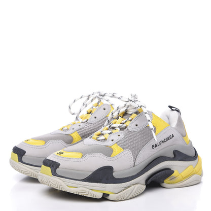 Balenciaga Fabric Mesh Womens Triple S Sneakers 39 Yellow Grey White 3 of 9