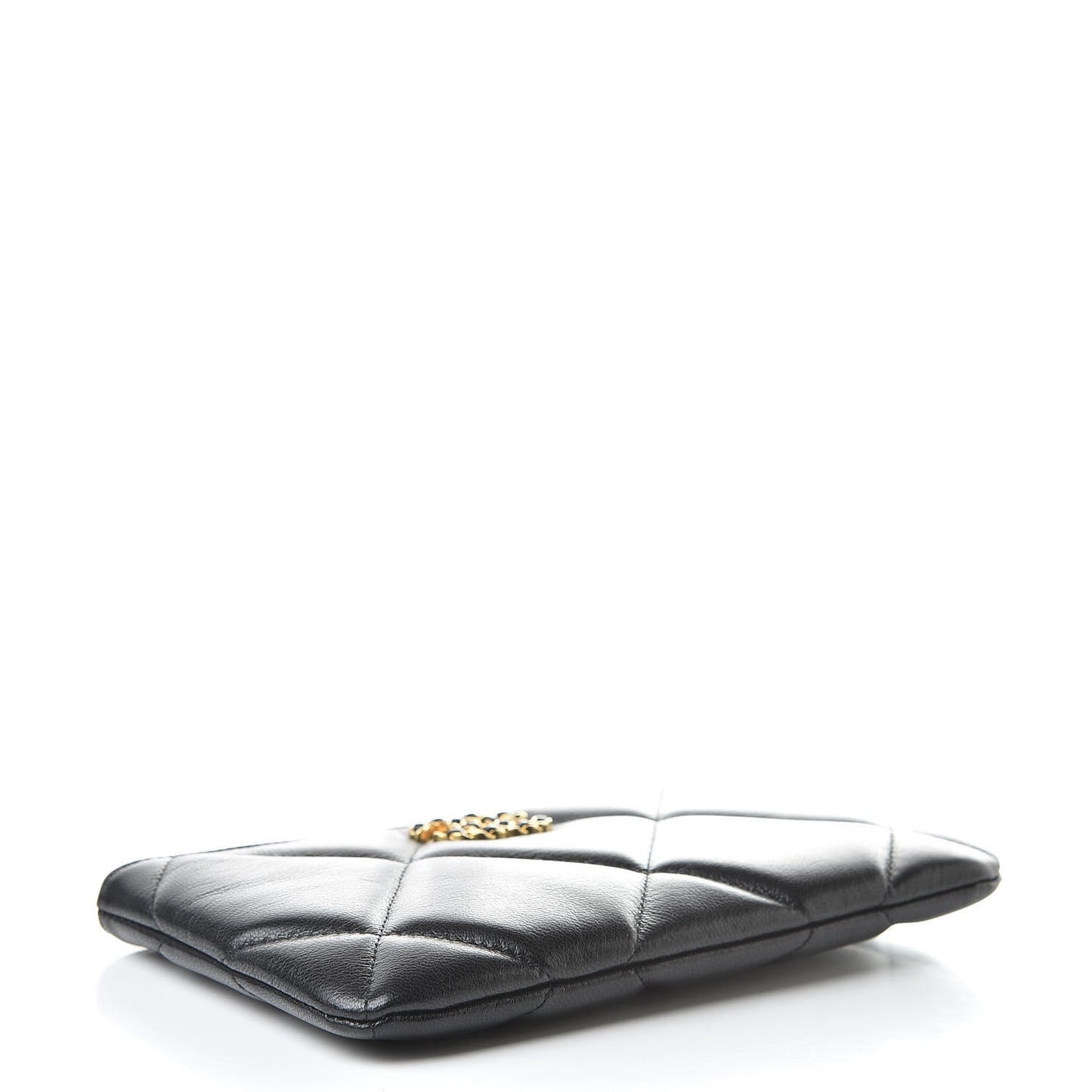 Goatskin Quilted 19 Cosmetic Case Black
