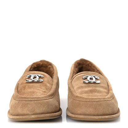 Chanel Suede Calfskin CC Loafers 37 Dark Beige 3 of 12