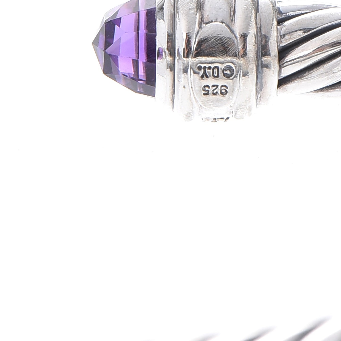 Sterling Silver Diamond Amethyst 7mm Cable Classics Bracelet