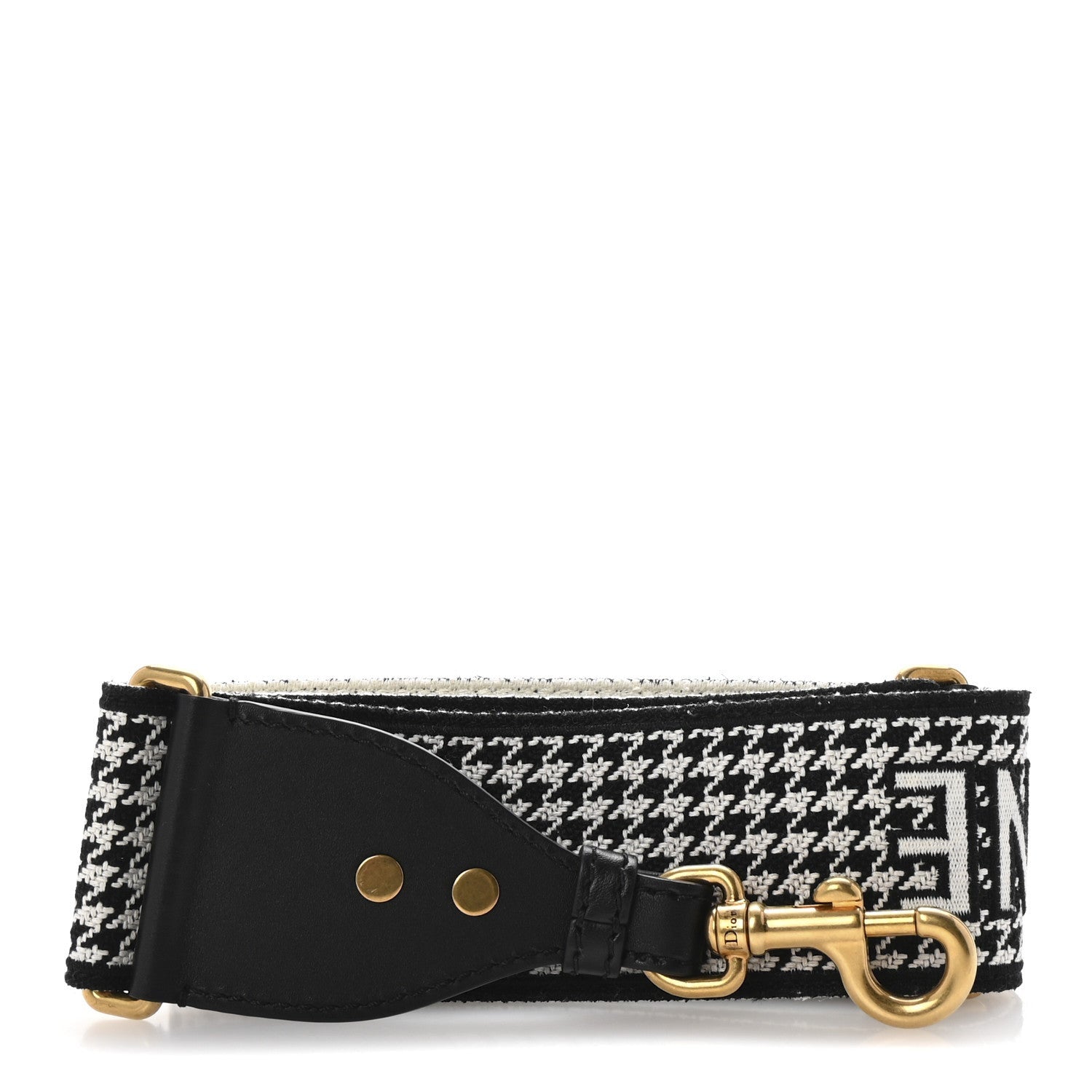 Christian Dior Canvas Houndstooth Embroidered 30 Montaigne Shoulder Strap Black White 1 of 4