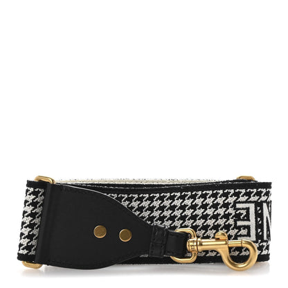Christian Dior Canvas Houndstooth Embroidered 30 Montaigne Shoulder Strap Black White 1 of 4