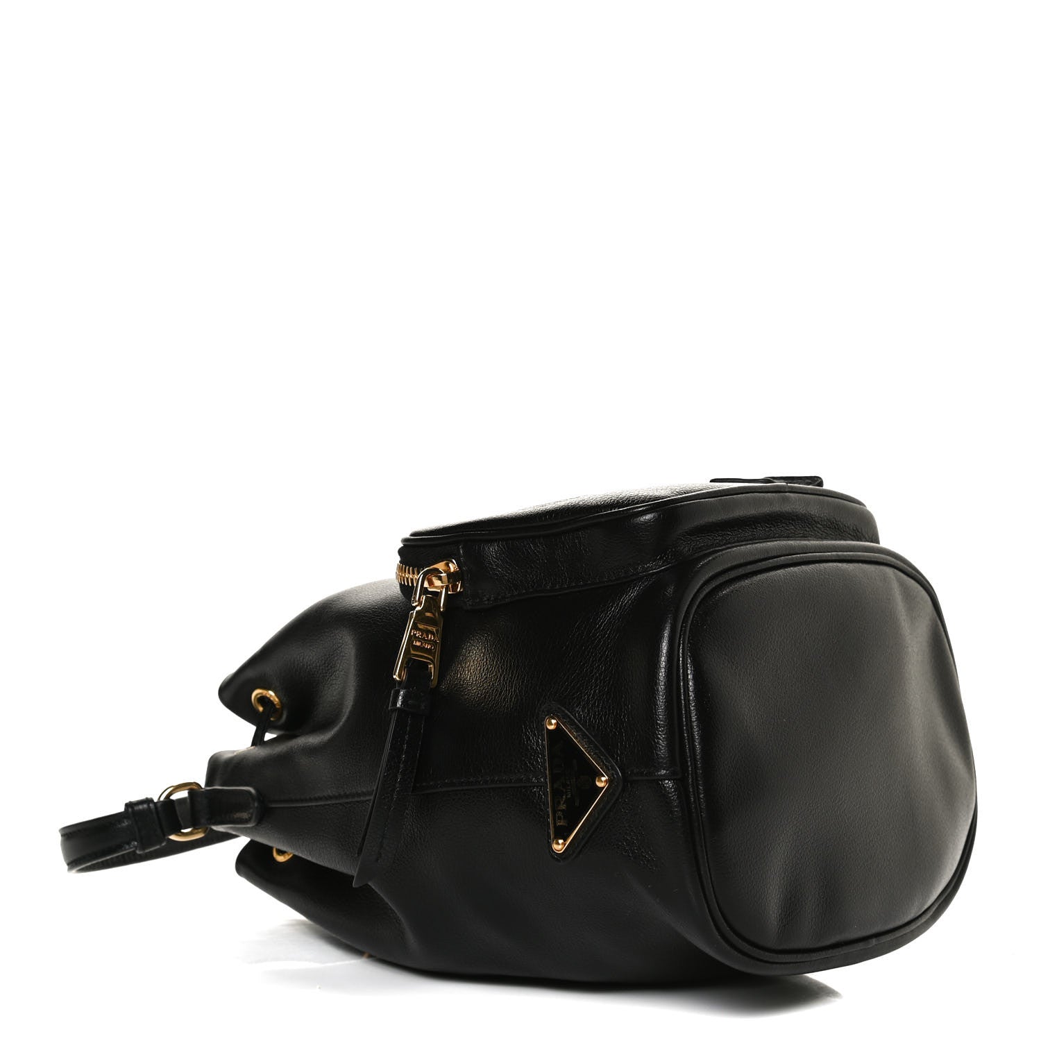 Prada Glace Calfskin Embossed Secchiello Bucket Bag Black 4 of 14