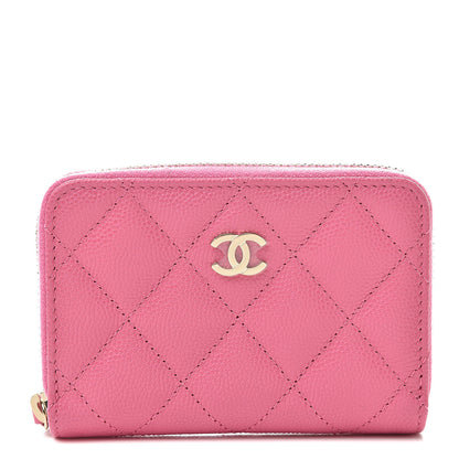 Chanel Caviar Quilted Zip Coin Purse Pink 1 of 8