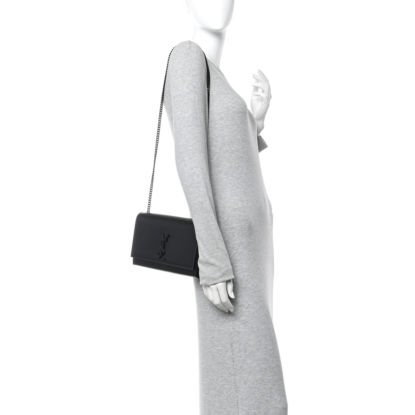 Grain De Poudre Medium Classic Monogram Monochrome Kate Satchel Black