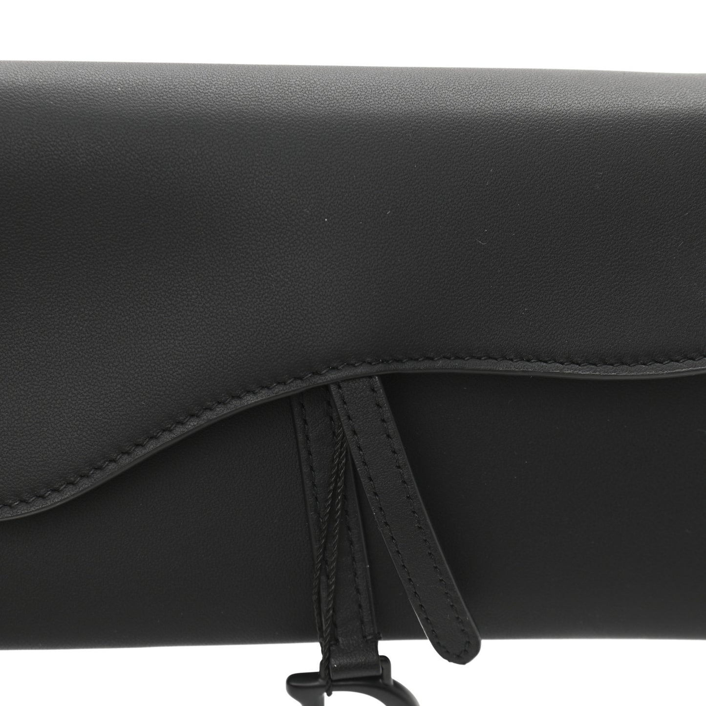Ultra Matte Calfskin Saddle Chain Wallet Pouch Black