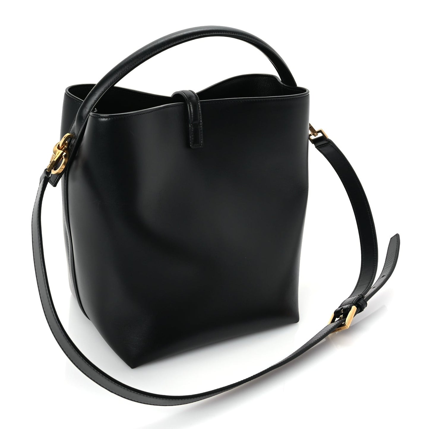 Shiny Calfskin Le 37 Small Bucket Bag  Black