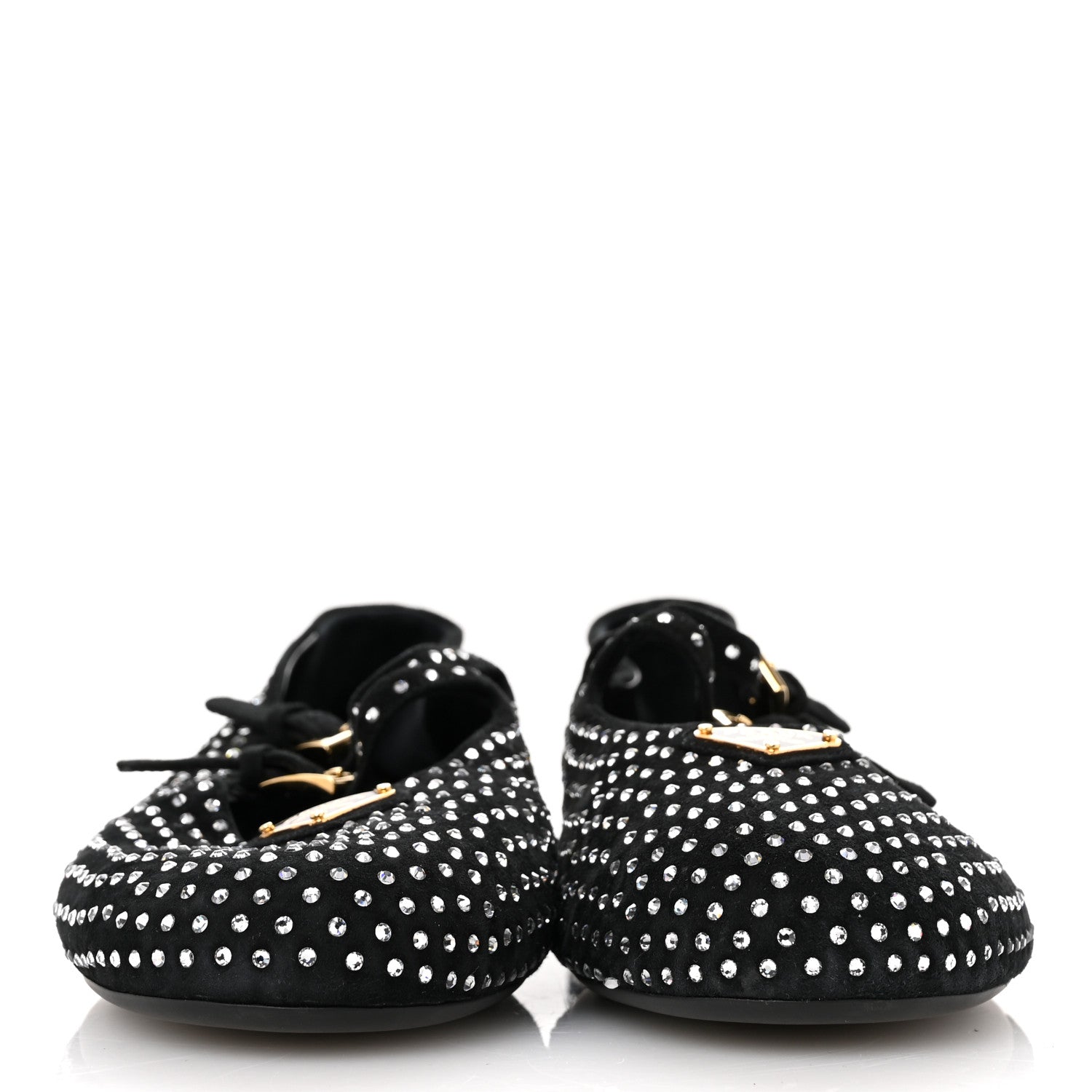 Prada Suede Crystal Ballerina Flats 39 Black 3 of 9
