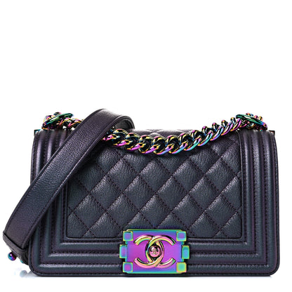 Chanel Iridescent Goatskin Quilted Small Boy Flap Purple 1 of 10