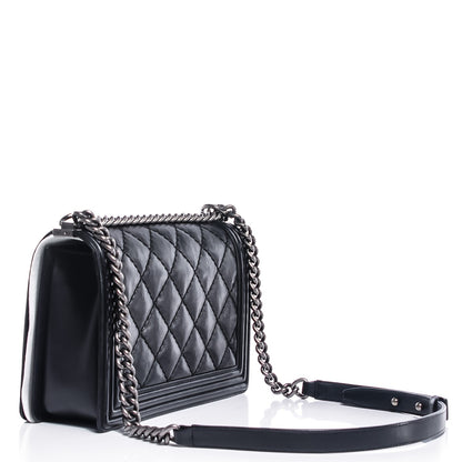 Chanel Calfskin Quilted Double Stitch New Medium Boy Flap Black 3 of 8