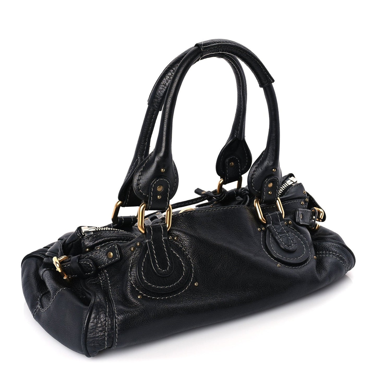 Calfskin Medium Paddington Satchel  Black