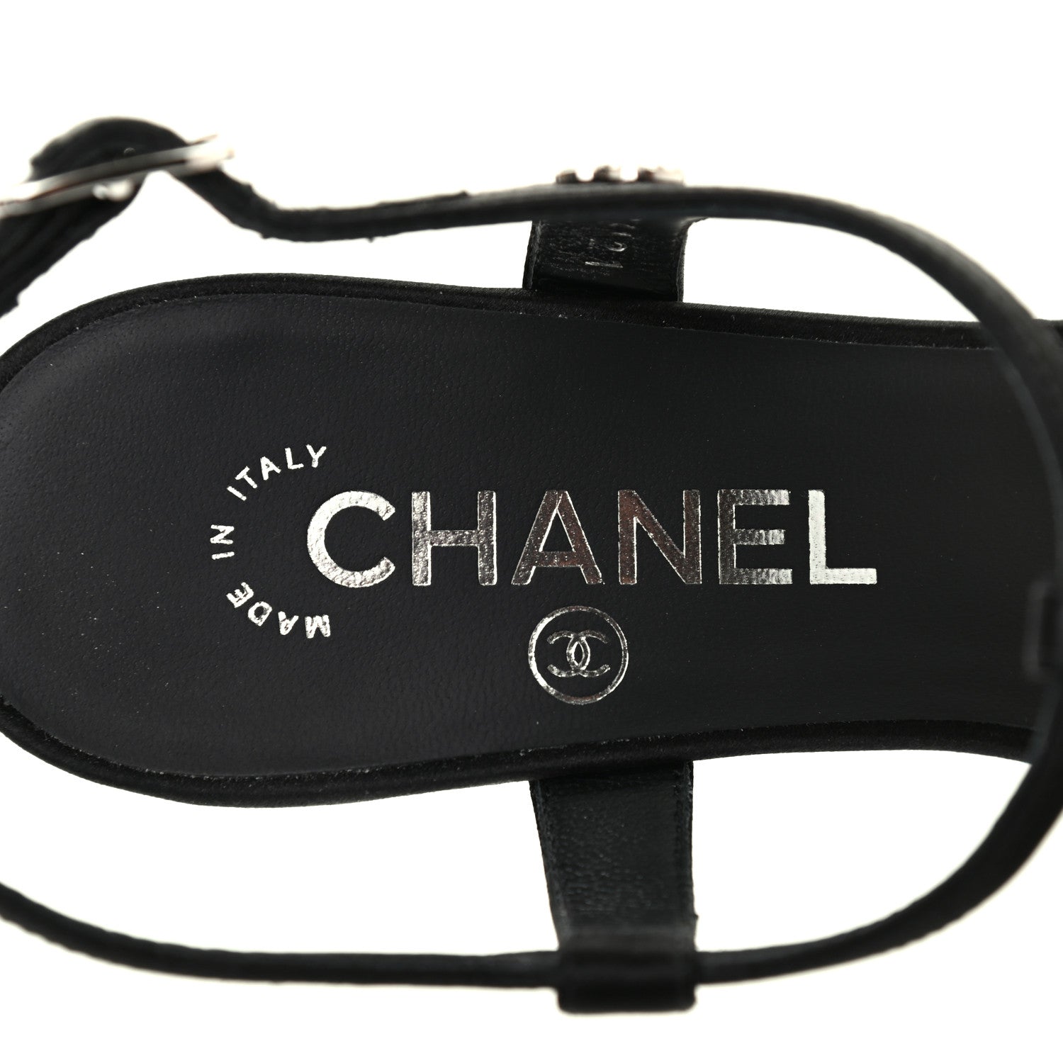 Chanel Satin Crystal Slingback Sandals 38.5 Black 7 of 8