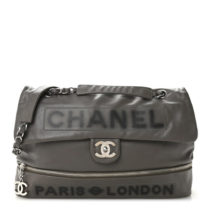 Chanel Calfskin Large Expandable Paris London Flap Bag Grey 1 of 10