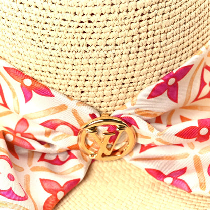 Louis Vuitton Raffia Tiles By The Pool Panama Fedora S Natural Coral 1 of 9