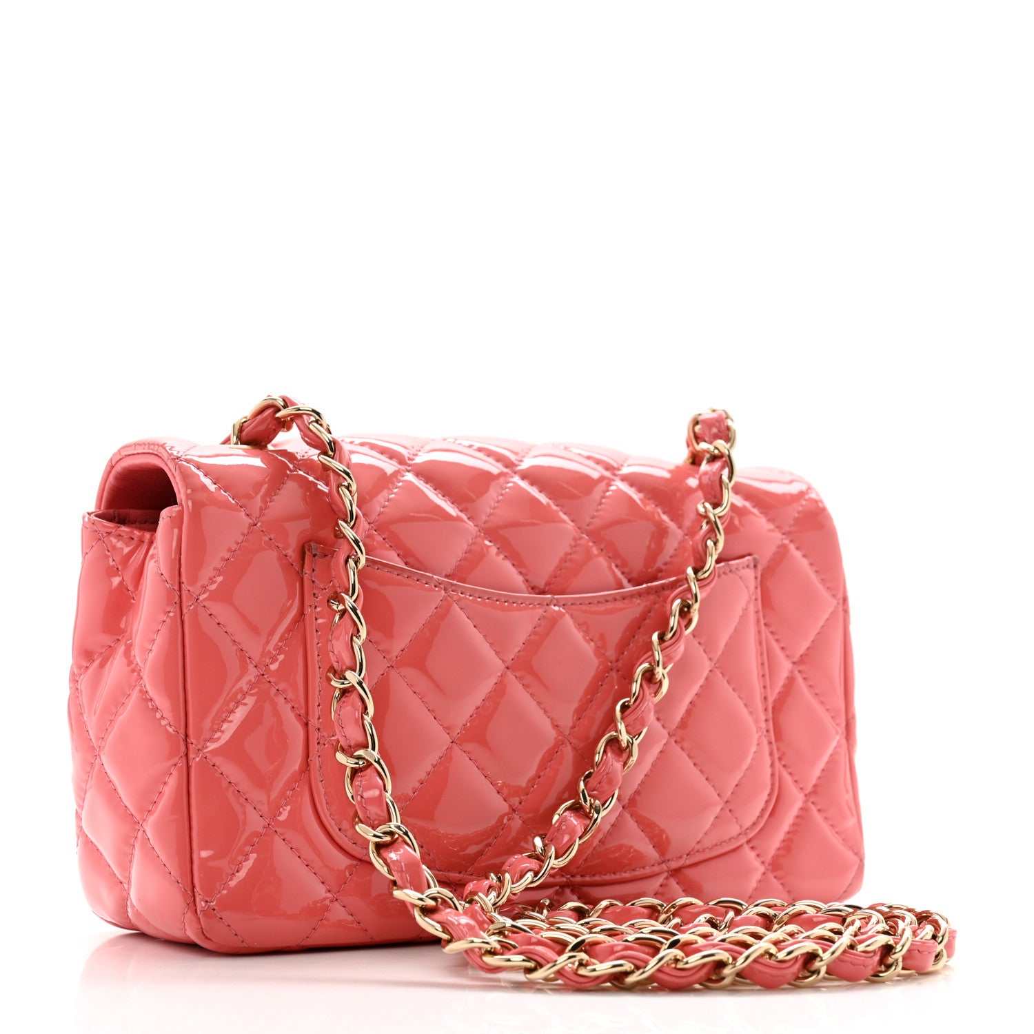 Chanel Patent Calfskin Quilted Mini Rectangular Flap Pink 3 of 12