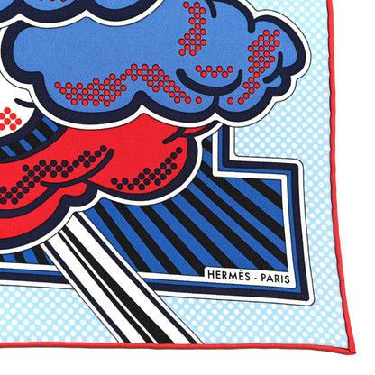 Hermes Silk Pegase Pop Pocket Square Ciel Rouge Bleu Moyen 2 of 7