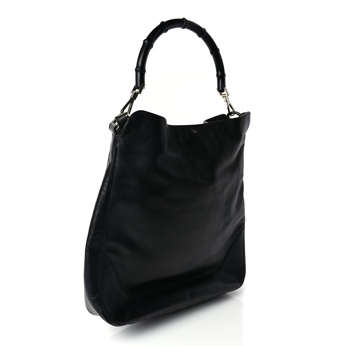 Calfskin Bamboo Shoulder Bag Black