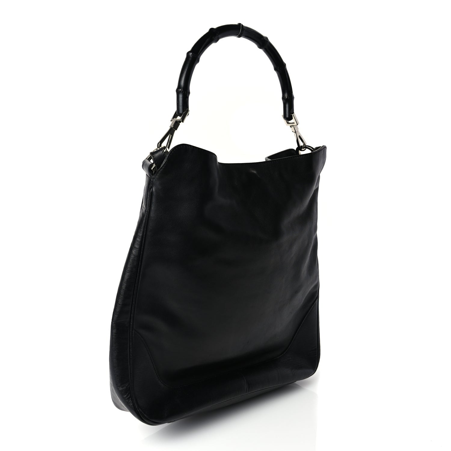 Gucci Calfskin Bamboo Shoulder Bag Black 2 of 9