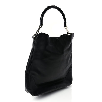 Gucci Calfskin Bamboo Shoulder Bag Black 2 of 9