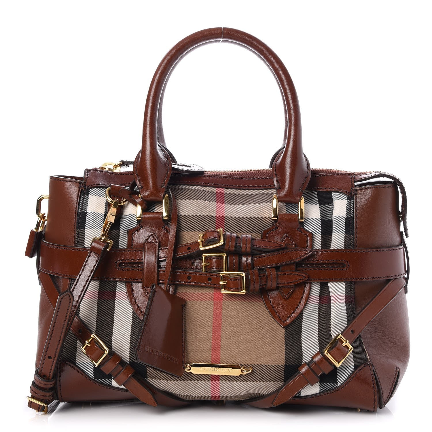 Burberry House Check Small Gladstone Dark Tan 1 of 8