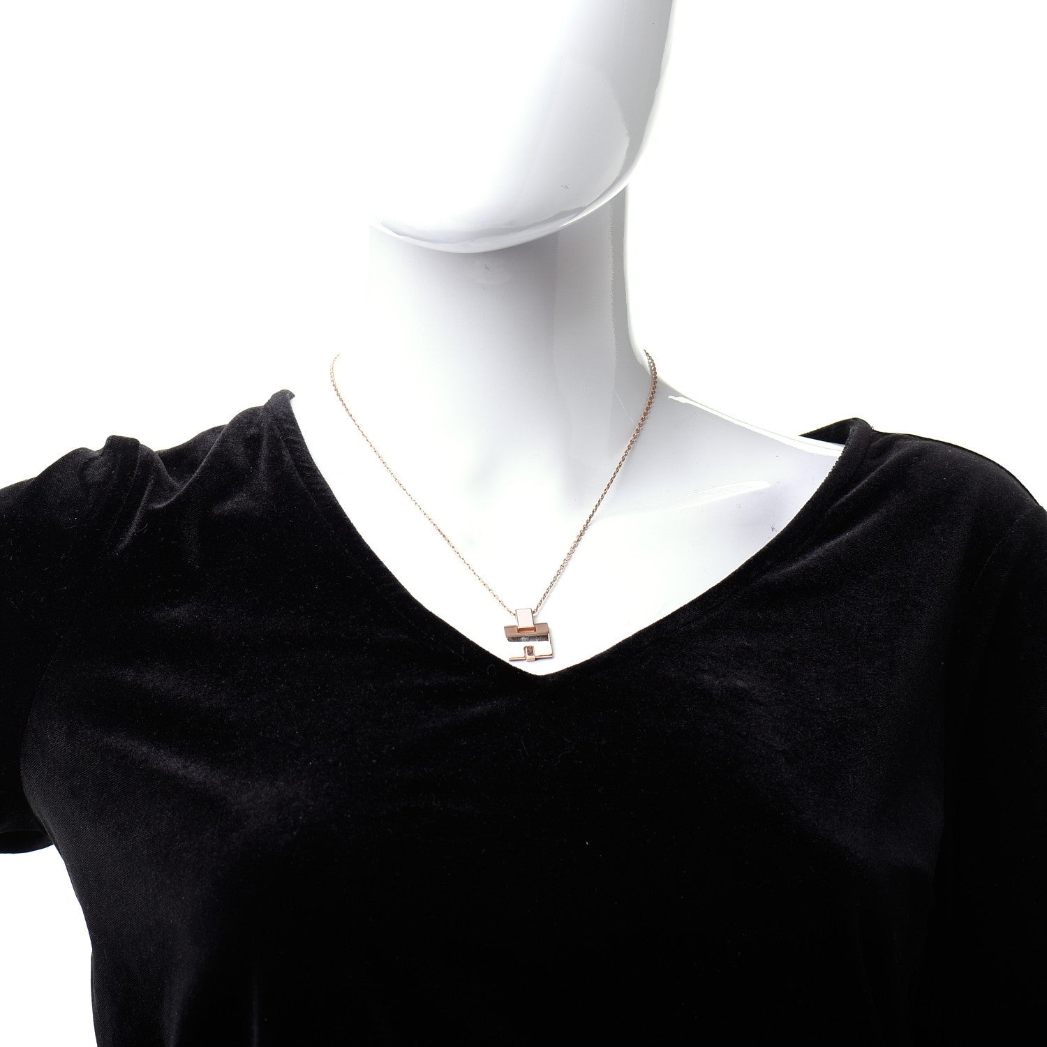Hermes Rose Gold Plated Lacquered Eileen Pendant Necklace Rose Dragee 2 of 5