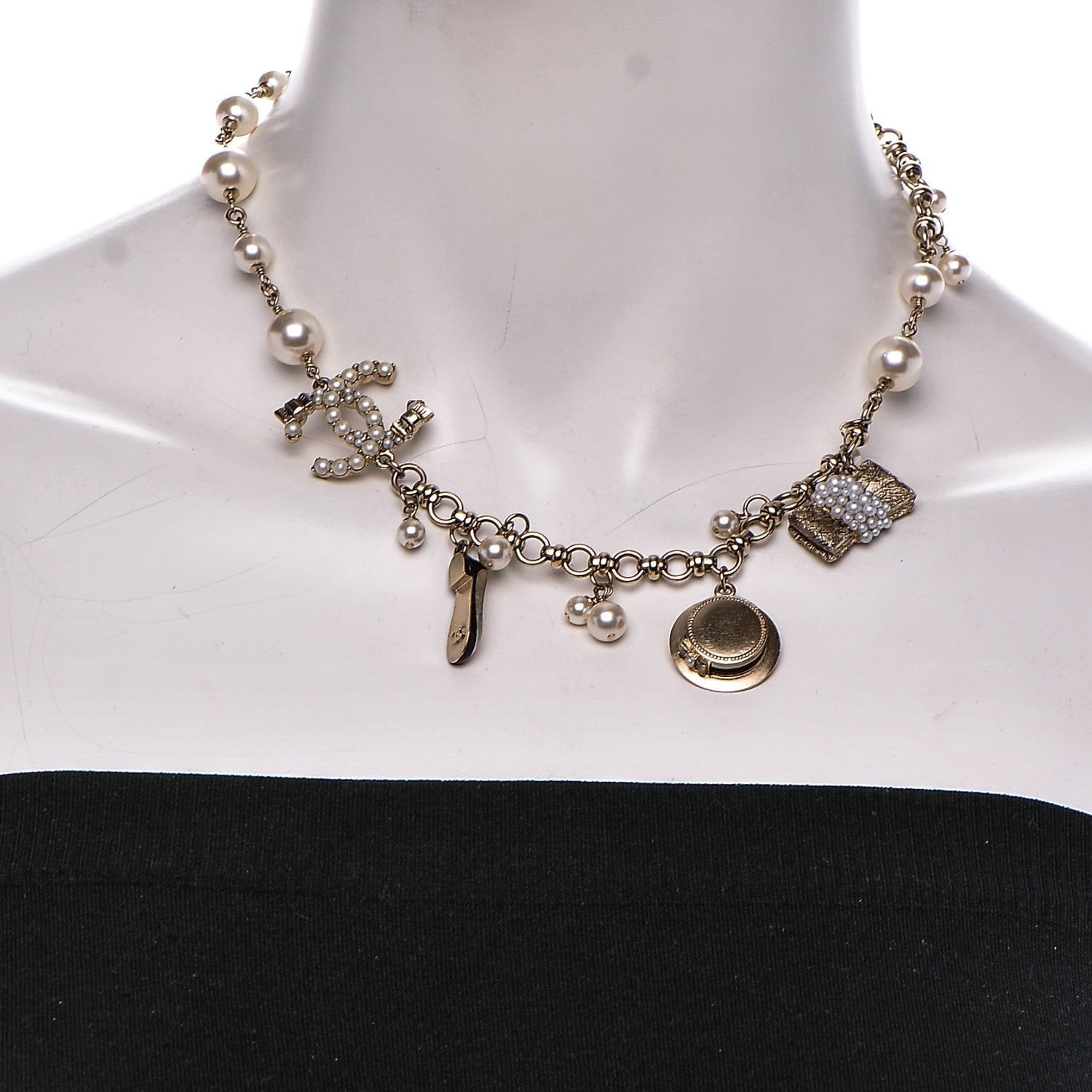 Chanel Pearl CC Charm Short Necklace Gold 2 of 5