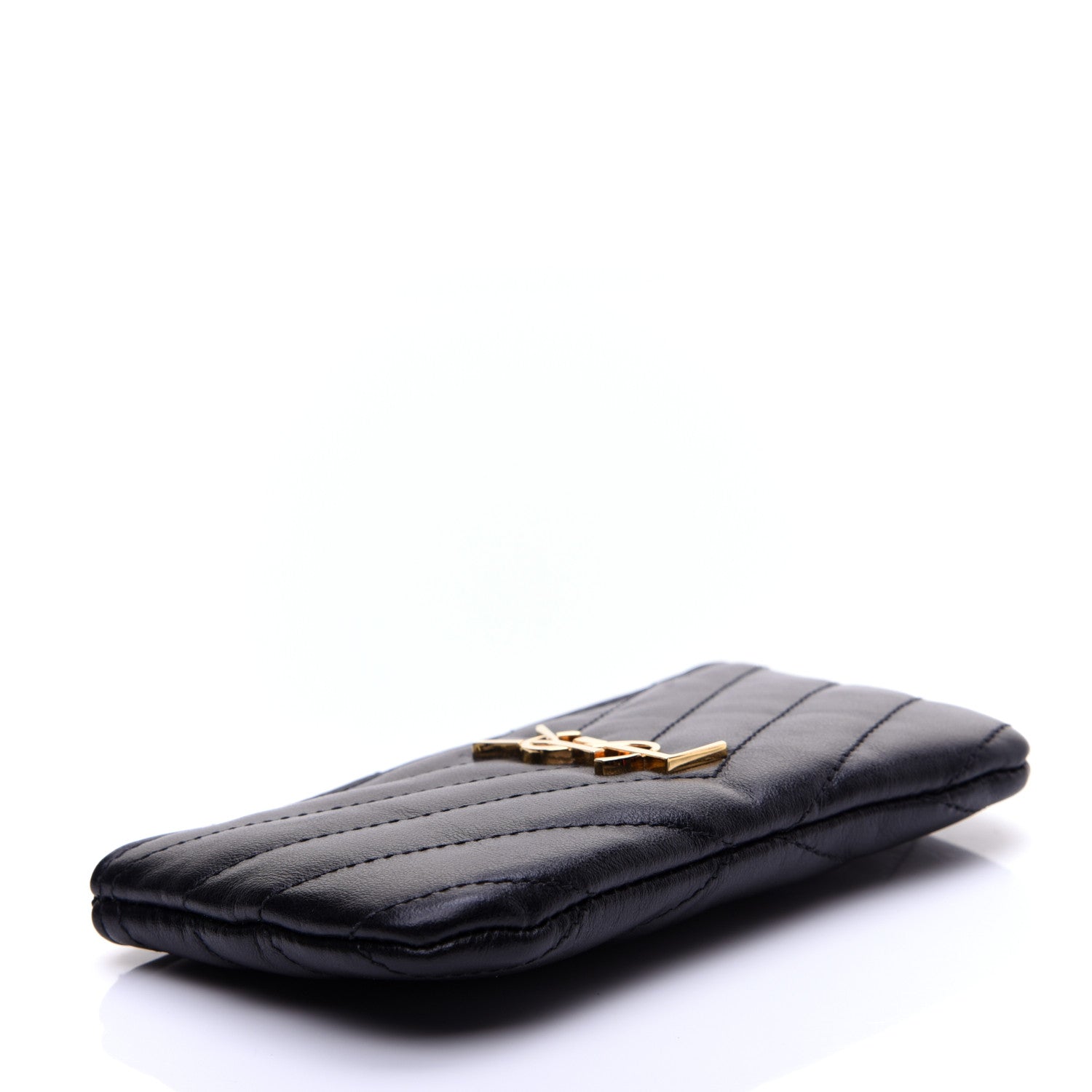 Saint Laurent Calfskin Matelasse Monogram Key Pouch Black 4 of 12